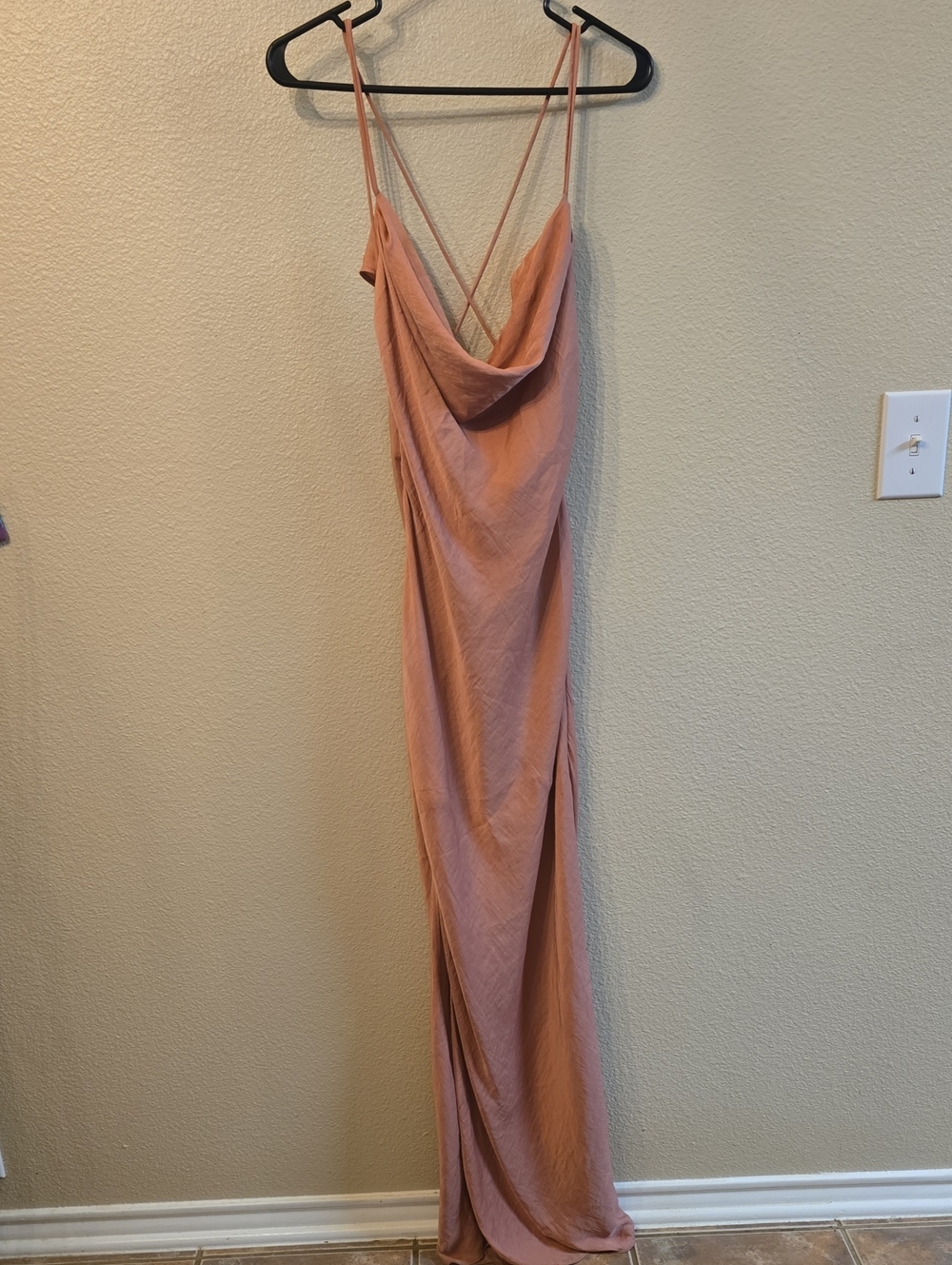 Cowl Neck Maxi Slip Dress in Dusty Rose